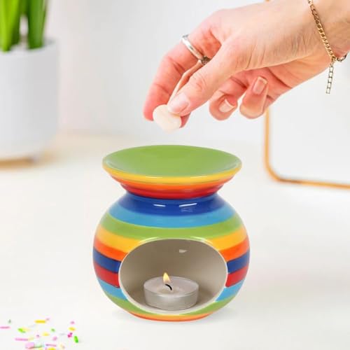 Diffuseur d'huiles essentielles céramique arc-en-ciel et brûleur de cire - 6