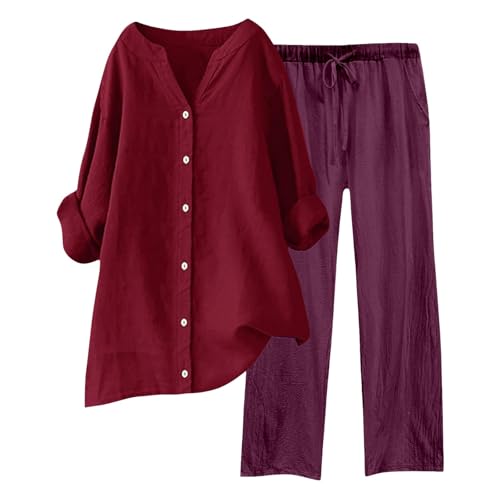 Tenue décontractée ample contre la chaleur : ensemble 2 pièces lin femme fluide