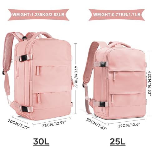 Image of coowoz Large Travel Backpack For Women Men,Carry On Backpack,Hiking Backpack Waterproof Outdoor Sports Rucksack Casual Daypack Travel Essentials Pink