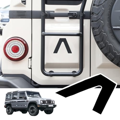 Image of Car Trunk Door Inverted Letter A Sticker Compatible with Ineos Grenadier 2020-2024 - Decorative Tailgate Side V-Shaped Accessories (Black)