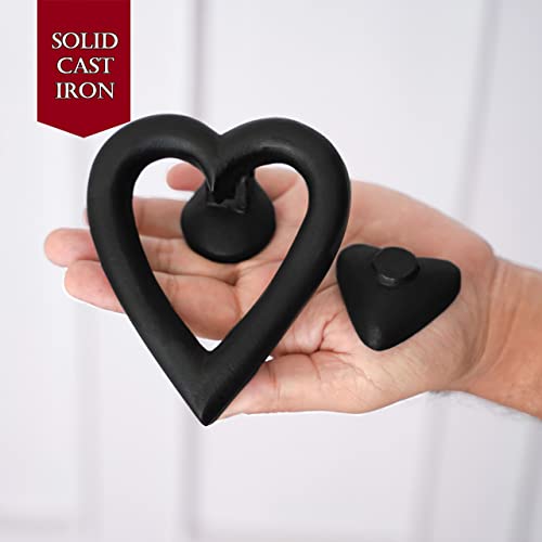 Sakega Black Heart Door Knocker For Front Door 4.5 X 4 Inch Solid Cast Iron Victorian Colonial Black #TOP2