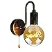 Applique da parete industriale retrò E27 con interruttore a fune, lampada da parete vintage per interni nera regolabile a LED Apparecchio per applique da parete in metallo dorato Testiera Camera da le
