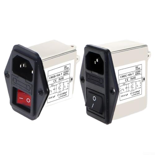 Netzfilter mit Lichtsicherheitsschalter für Kaltgerätesteckdose Typ 3A 6A 10A CW2BT CW2CT hervorragender Schutz für Geräte (CW2C-3A-T)