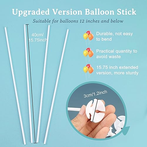 Image of PP OPOUNT 20 PCS Long Balloon Sticks, 15.7 inches Balloon Sticks with Cups | Plastic Balloon Sticks for Anniversary, Birthday, Party, Wedding Decoration, Balloon Sticks for Centerpieces