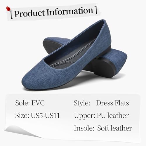 MEFOUND Women's Ballet Flats Shoes Dress Slip on Shoes (Blue Denim.US8) by MEFOUND - Used condition - Image 9