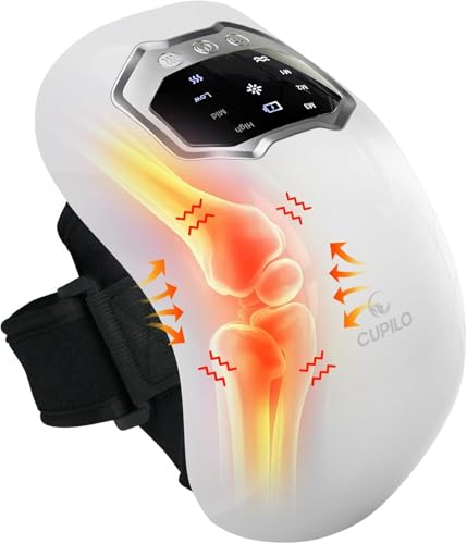 CuPiLo Heated Knee Massager with Heat and Vibration - Portable Cordless Knee Massager for Pain Relief - Electric Massager for Knee Shoulders Elbows, for Mom Dad Parents