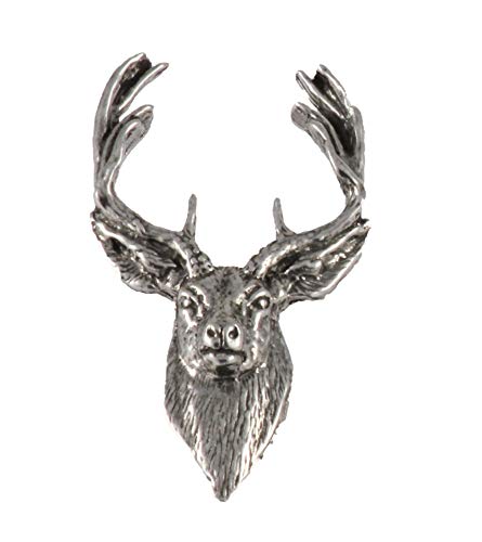 Whitetail Deer Head Pin, Pewter, M007, 1.5 Inches, Handmade in the USA, Realistic, Buck, Metal, Hat Pin, Lapel Pin, Brooch, Gift, Over 3100 Wildlife Designs.
