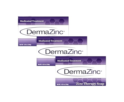 DermaZinc Therapy Soap, Zinc Soap for Skin, Skin Disorder Relief for Psoriasis, Dermatitis, Eczema, and Other Condition Symptoms (Pack of 3)