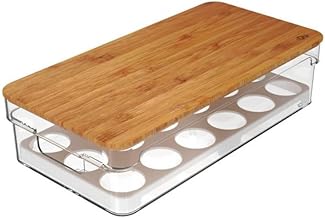 Ou Organizador de Ovos com Tampa de Bambu 18 Unidades Linha Clear Fresh