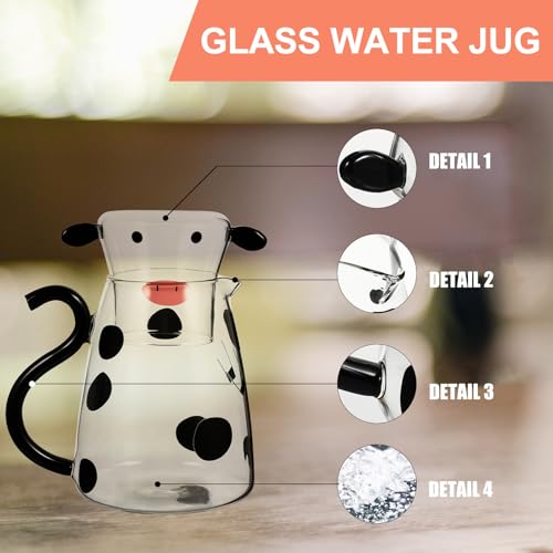 Jarra de agua fría de vidrio de 550ml apta para microondas y resistente al calor 5