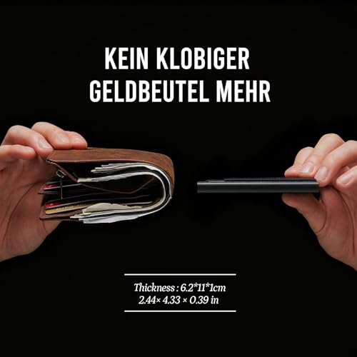 YESIIW Minimalistische Brieftasche-RFID-Schutz-Kartenhalter-Pop up Geldbörse-Schlankes Kartenetui mit Münzfach, Geldbörse Herren Klein Portmonee Slim Wallet for Men Schwarz