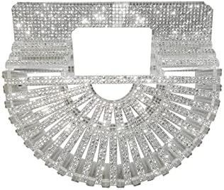 Rhinestone Purse Bamboo Purse Acrylic Purses for Women Mini Sparkly Transparent Evening Bag for Prom Party Wedding Beach Handbag Crossbody Bag