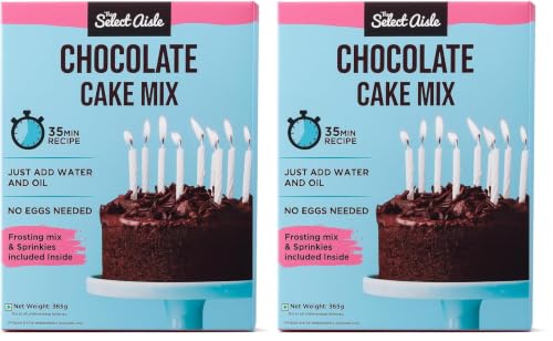 Image of The Select Aisle's Eggless Chocolate cake mix - 365g [Frosting mix and Sprinkles |Just add oil and water | Eggless Cake premix |Decadent chocolate cake mix | Premix Cake Powder| Makes Brownie Cake]