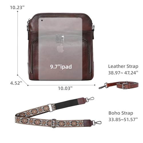 Image of Iswee Leather Crossbody Bags for Women Multi Pockets Medium Shoulder Bag Lightweight Functional Travel Purse