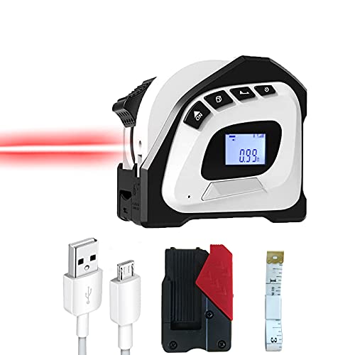 Laser Tape Measure 2 in 1 Retractable Tape 16Ft & Laser 131Ft, Rechargeable Laser Distance Measure with LCD Digital Display, Measuring Distance Area Vol  Pythagorean, Free Switching of M in Ft
