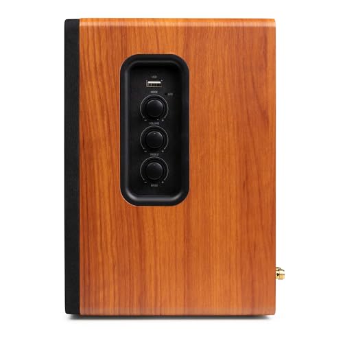 Audizio KS01B – Altavoces de estantería HiFi 120W con Amplificador Incorporado, Bluetooth, entradas ópticas y RCA, DSP, Mando a Distancia, Tocadiscos y Equipos de música, Color Madera - imagen 4