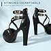 IDIFU Women's IN5 Charcy Crisscross Strappy Platform High Chunky Heels Peep Toe Pump Party Heeled Sandals(7 M US, Black Pu)