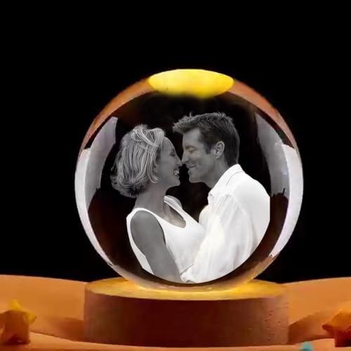MINXLTD Bola De Nieve De Cristal Con Foto 2D Personalizada, Lámpara De Noche Con Foto De Cristal(6 cm)