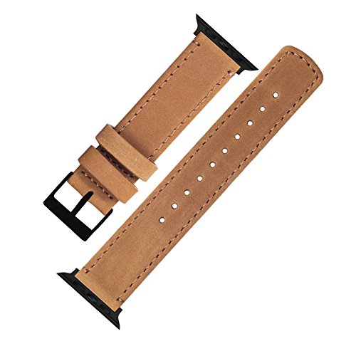 Image of BARTON WATCH BANDS - Top Grain Leather Watch Bands Compatible with Apple Watch Models - 1, 2, 3, 4, 5, 6, 7, 8, 9, 10, SE, Ultra & Ultra 2