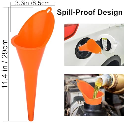 Image of 6 Pcs Automotive Funnel Set for Oil, Fuel & Coolant Transfer | Wide Mouth Plastic Funnels with Long Neck, Flexible Right Angle Spout & Removable Filter | Car, Motorcycle & Garage Tools