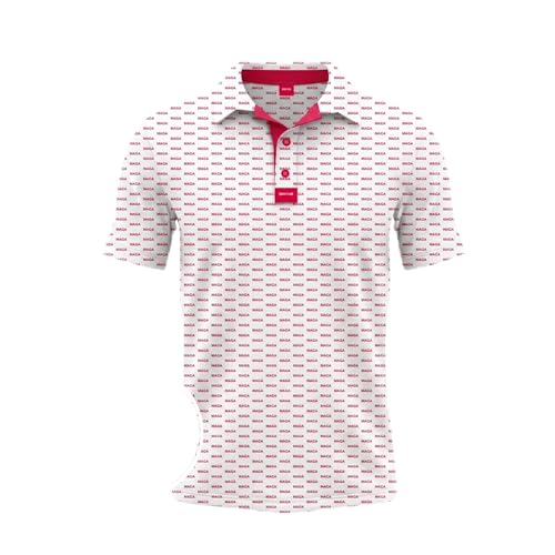 MAGA Golf Polo Funny Golf Shirt for Men All-Over Red MAGA Pattern Mens Polo Shirt Dry Fit Performance Golf Apparel Gifts for Golfers (Large)