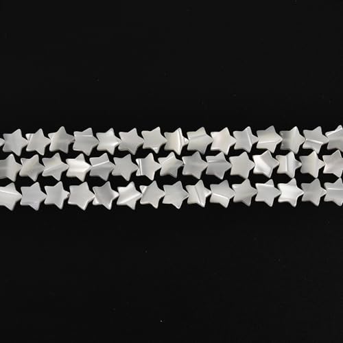Image of HAAMIIQII Natural White Mother of Pearl Shell Beads 8mm Star Shape Semi Precious Stone Loose Gemstone Beads for Jewelry Making Strand 15 Inch (50-53pcs)