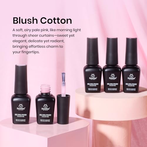 Image of Beetles Pink Gel Nail Polish Set - Blush Cotton 6 Colors Gel Polish, Nude Baby Pink Rose Glitter Jelly Long Lasting Soak Off UV LED Manicure Kit Gift for Women Nails
