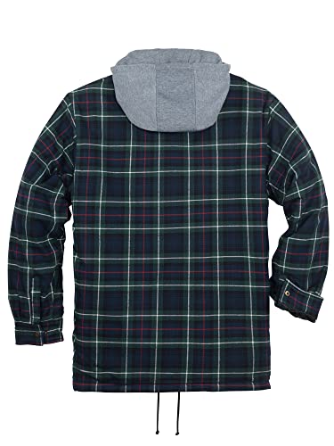 Image of COEVALS CLUB Men's Flannel Shacket Casual Button Snap Sherpa Quilted Lined Premium Jacket Shirts