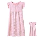 Allmeingeld Girls' Princess Nightgowns Heart Print Sleep Shirts Cotton Sleepwear for 3-12 Years