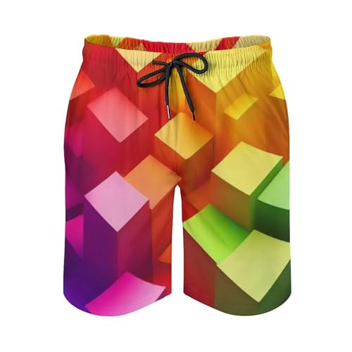 Men's Beach Swim Trunks with Mesh Lining, Elastic Waist Bathing Suit Breathable Quick Dry Swimming Shorts