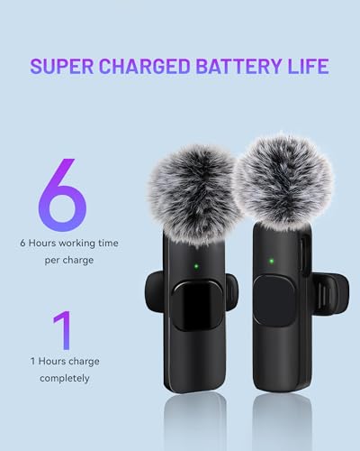Zyerch 𝟮𝟬𝟮𝟰 Professional Wireless Lavalier Microphone for iPhone iPad, Wireless Microphone- 2 Pack Noise Canceling Crystal Clear Recording with USB-C, Live Streaming, YouTube, TikTok - Thumbnail 2