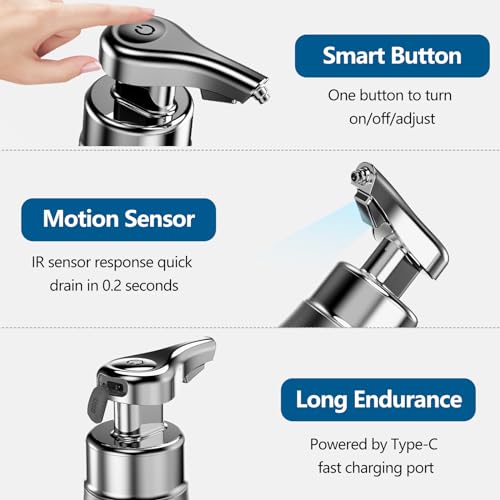 Yikhom YK-S02 Automatic Stainless Steel Liquid Soap Dispenser, 13.52 Oz Touchless Hand Free Soap Dispenser With Adjustable Levels, Motion Sensor & Ipx6 Waterproof, Dish Soap Dispenser For Bathroom Kitchen thumb #3