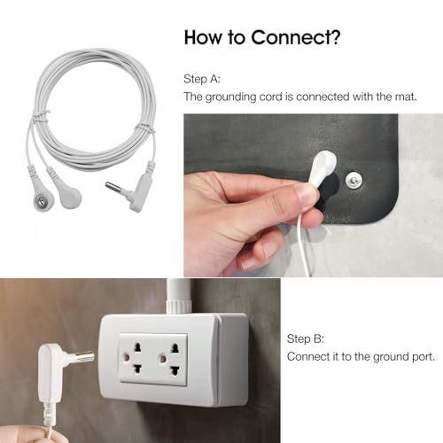 Image of 2Pcs Grounding Cords, Replacement Grounding Cable Accessories for Grounding Sheets Grounding Mat (Grounding Cords with 2 Plug Port)