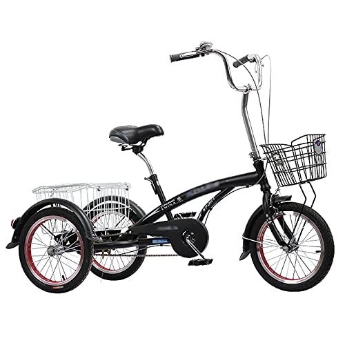 三輪自転車 大人用三輪車 16インチ 三輪自転車 大型バスケット付き クルーズトライク レクリエーション ショッピング ピクニック エクササイズ メンズ レディース サイクリング ペダリング