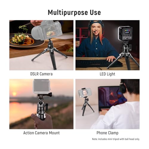 Image of NEEWER Mini Desk Tripod, Metal Table Top Small Portable Travel Selfie Stick Stand with 360 Ball Head & 1 /4 inch Screw for Camera Mobile Phone Holder Action Cam, Cleaning Cloth, Max Load 6.6 lbs, TP29