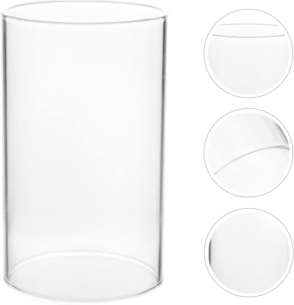 3pcs Candle Holder Cylinder Glass Candle Cover Open Ended Clear Glass Lamp Shade Chimney Tube Cover for Wedding Table Centerpiece Decoration