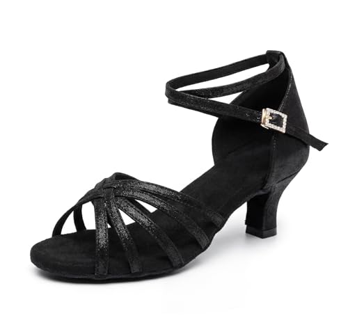 TRIWORIAE-Chaussures a Talons Hauts de Danse Latine Sandales pour Femme pour Jazz/Latin/Standard/Rumba/Cha Cha Noir 38