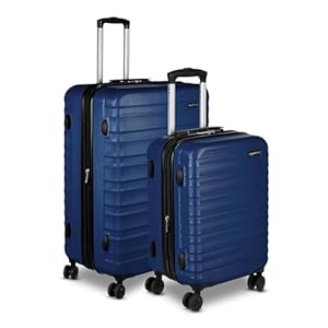 Amazon Basics Hardside Luggage ABS Hard-Shell Spinner / Suitcase with 4 Wheels, 2 Piece Set (55, 78 cm), Navy Blue