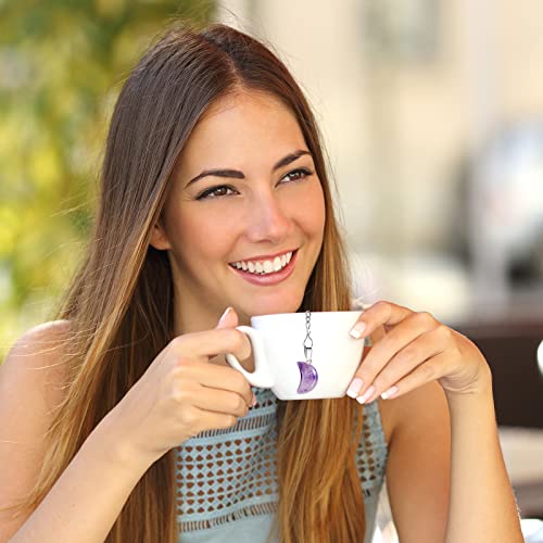 4 Pcs Tea Infuser Stainless Steel Ball Mesh Tea Strainer With 4 Pcs Crystal Moon Pendant 4 Pcs Tea Tray Loose Leaf Tea Infusers Tea Brew Filters Leaf Tea Ball With Chain Hook For Loose Leaf Tea #TOP5