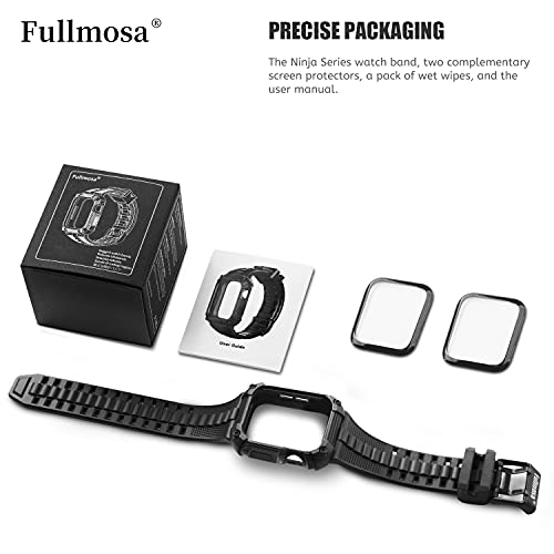 Fullmosa Watch Band, Rugged Iwatch Band Silicone With Screen Protector And Bumper Case For Men, Compatible With Apple Watch Series 8/7/6/5/4/Se2/Se (44Mm, Black) #TOP6