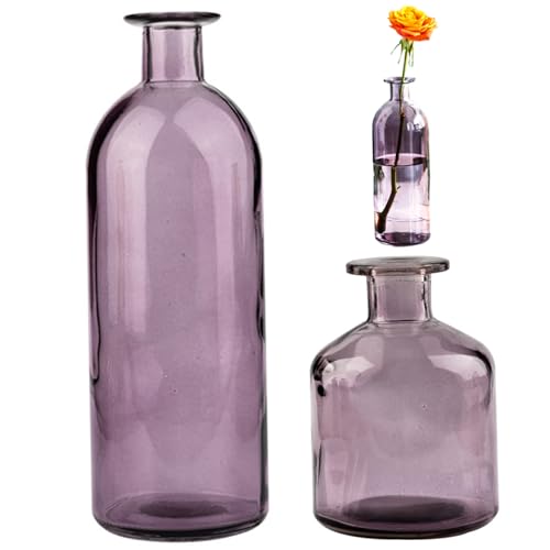 Centros de para mesa de comedor morados jarrones cristal 5
