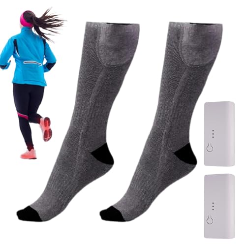 1 par de calcetines con calefacción a batería, recargables, para invierno, para clima frío, para mujeres y hombres, calentadores de pies, lavables para senderismo, camping