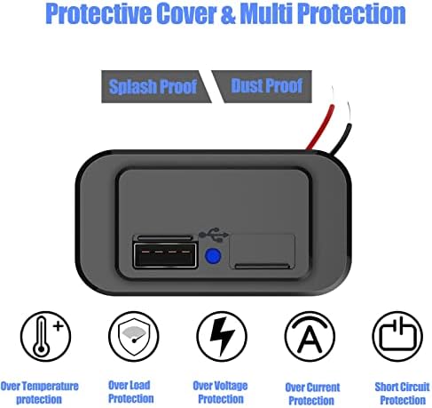 Dual USB Charger Socket 12V~24V 4.8A USB Car Charger Socket Waterproof Power Car Power Charger Socket Outlet Fast Charge Car Charger Adapter for Vehicles Car Boat Motorcycle SUV Truck Caravan Marine