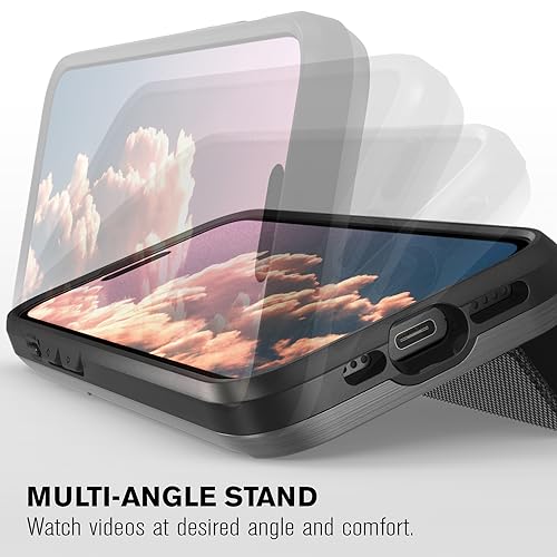 VENA vCommute for iPhone 15 Pro Wallet Case, [Military Grade Drop Protection] Flip Leather Cover Slot Card Holder with Kickstand - Black Slate — view 4
