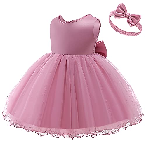 NSSMWTTC 6M-6T Baby Backless Pageant Dress Toddler Girls Tutu Gown Flower Dresses with Headwear2