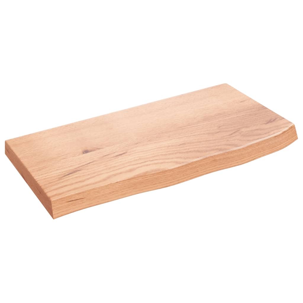 vidaXL Solid Oak Wood Bathroom Countertop - Light Brown, Treated, Handmade with Live Edge for Unique Character - Ideal for Vanity Top, Shelf, Cabinet Top, Table Top