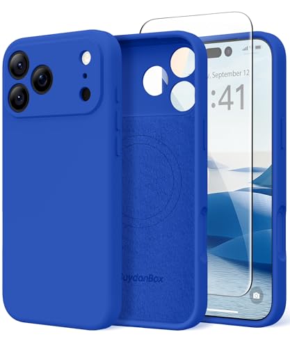 Image of Magnetic for iPhone 17 Pro Max Case, Compatible with MagSafe, [Full Camera Protection][Screen Protector] Silicone Shockproof Protective Phone Case for iPhone 17 Pro Max 6.9 inch, Klein Blue
