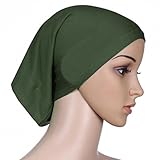  QHGstore Frauen-Kopftuch Elastic Sweat Saugfähige Baumwolle Underscarf Hijab Tube Cap Olive