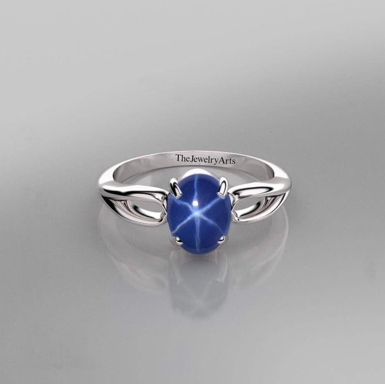 Vintage Star Engagement Ring for Women – Blue Star Sapphire in 925 Sterling Silver, Promise Ring3