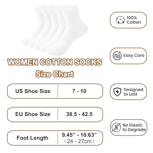 Image of Womens Cotton Anti-Pilling Quarter Crew Socks | Moisture-wicking, Odor-control, Lightweight, Office /gym, 7-pair, US 6-10